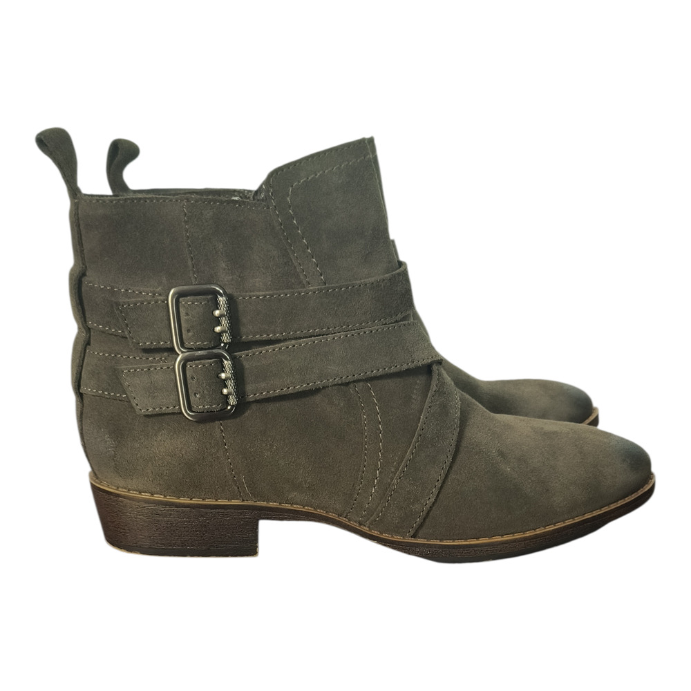 Sam Edelman Boutique Moto Ankle Boots Women's Size 9 Brown Suede Buckle Side Zip